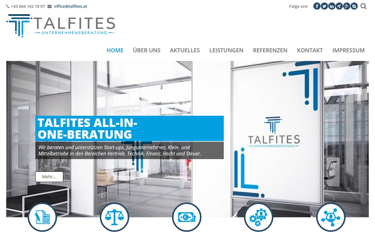 Neuer Web-Auftritt von TA`LFITES Unternehmensberatung mit All-in-one-Consulting für Vertrieb, Finanz, Technik, Steuer und Recht.